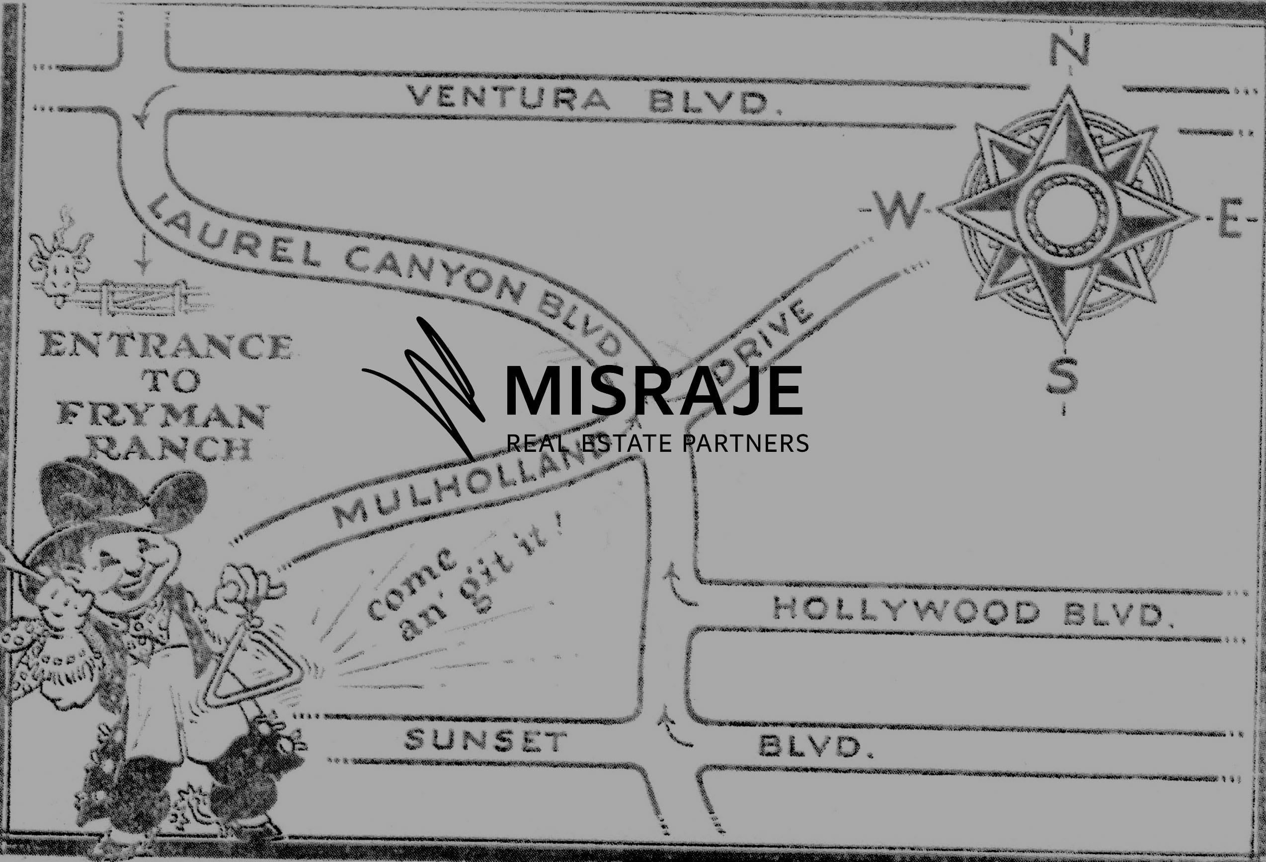 Hand-drawn event map for a Fryman Ranch gathering.