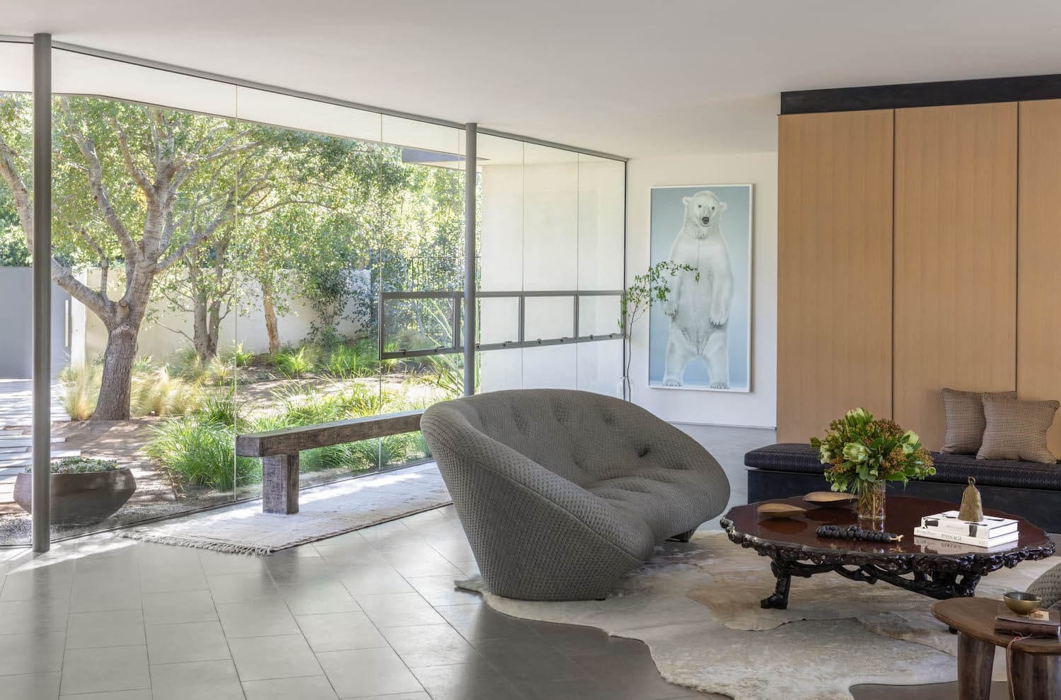 Light-filled living room in a Fryman Canyon Estates home